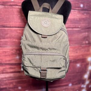 Kipling Queenie Backpack. Army Green Color. No Monkey